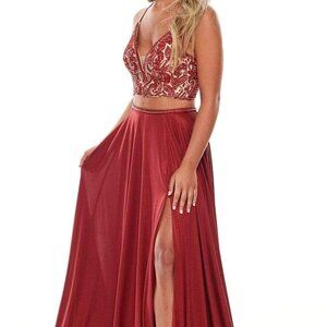 Rachel Allan 7209 Prom Dress Burgundy Size 2